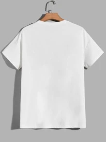 Manfinity Men Floral & Letter Graphic Tee & Drawstring Waist Shorts - White - View 8