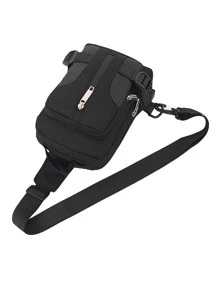 Bolsa de cintura minimalista para hombres, regalo de Halloween, Navidad, invierno. Bolsa de cinturón, bolsa de hombro para hombres - Negro - Ver 3