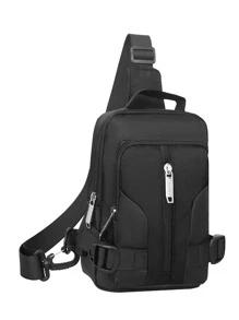 Bolsa de cintura minimalista para hombres, regalo de Halloween, Navidad, invierno. Bolsa de cinturón, bolsa de hombro para hombres - Negro - Ver 6