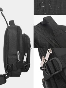Bolsa de cintura minimalista para hombres, regalo de Halloween, Navidad, invierno. Bolsa de cinturón, bolsa de hombro para hombres - Negro - Ver 7