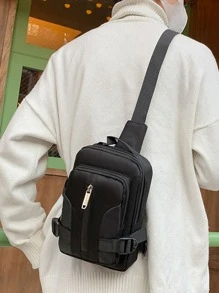 Bolsa de cintura minimalista para hombres, regalo de Halloween, Navidad, invierno. Bolsa de cinturón, bolsa de hombro para hombres - Negro - Ver 8