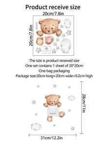 1pc Self-Adhesive PVC Switch Outlet Wall Sticker, Cute Cartoon Bear & Star Pattern Switch Sticker For Home Decoration, Stickers, Wall Decal, Vinyl Decal For Home Decorations, Spring Decoration Items Refresh Your Home, Festival Decoration Stickers Gifts Birthday Graduation Back To School Room Decor School Supplies - Multicolor - View 5