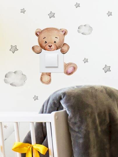 1 pezzo Adesivo per interruttore luce con cartone animato orso & nuvola