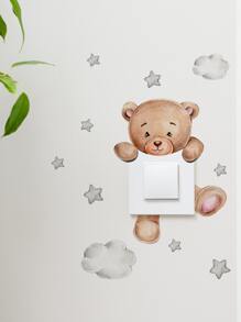 1pc Self-Adhesive PVC Switch Outlet Wall Sticker, Cute Cartoon Bear & Star Pattern Switch Sticker For Home Decoration, Stickers, Wall Decal, Vinyl Decal For Home Decorations, Spring Decoration Items Refresh Your Home, Festival Decoration Stickers Gifts Birthday Graduation Back To School Room Decor School Supplies - Multicolor - View 8