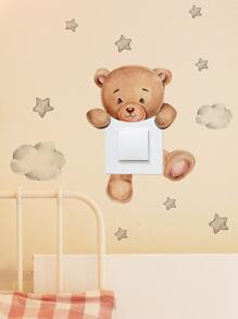1pc Self-Adhesive PVC Switch Outlet Wall Sticker, Cute Cartoon Bear & Star Pattern Switch Sticker For Home Decoration, Stickers, Wall Decal, Vinyl Decal For Home Decorations, Spring Decoration Items Refresh Your Home, Festival Decoration Stickers Gifts Birthday Graduation Back To School Room Decor School Supplies - Multicolor - View 9