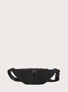 Men Minimalist Zipper Waist Bag Chest Bag - Black - View 3