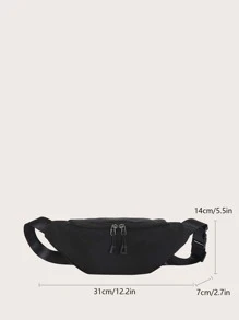 Men Minimalist Zipper Waist Bag Chest Bag - Black - View 8