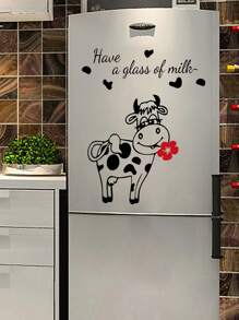 1入組卡通奶牛和標語圖案牆貼 - 彩色 - 查看 1