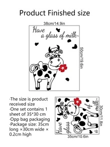 1入組卡通奶牛和標語圖案牆貼 - 彩色 - 查看 6