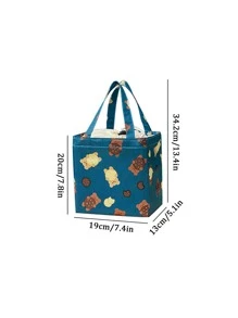 1pc Cartoon Bear Print Lunch Bag - Multicolor - View 2
