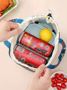 1pc Cartoon Bear Print Lunch Bag - Multicolor - View 3