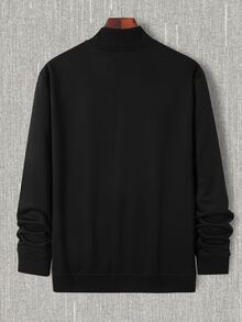 Manfinity Homme Men Slogan Graphic Mock Neck Sweatshirt - Black - View 2