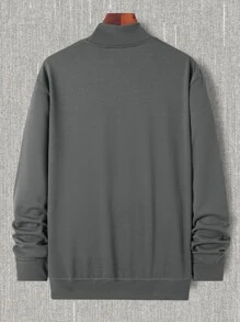 Manfinity Homme Men Slogan Graphic Mock Neck Sweatshirt - Grey - View 2