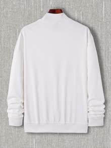 Manfinity Homme Men Slogan Graphic Mock Neck Sweatshirt - White - View 2