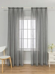 素色單片透視窗簾 - 灰色 - 查看 1
