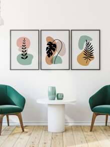 3pcs Abstract Leaf Pattern Unframed Painting - Multicolor - View 4