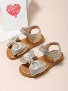 Dép Dẹt Trẻ em Nơ Bướm màu trơn Dây đeo mắt cá chân - Vàng - Xem 2