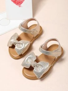 Dép Dẹt Trẻ em Nơ Bướm màu trơn Dây đeo mắt cá chân - Vàng - Xem 3