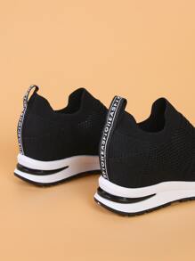 Slip On Wedge Sneakers - Black - View 2