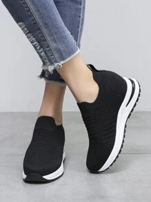 Slip On Wedge Sneakers - Black - View 3