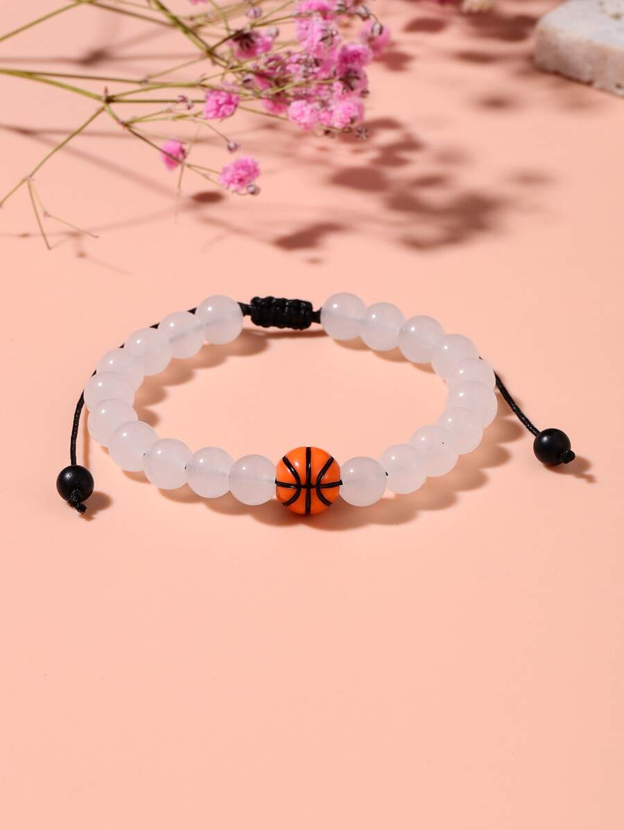 Basketball Decor Beaded Bracelet - Multicolor - View 1