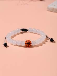 Basketball Decor Beaded Bracelet - Multicolor - View 3