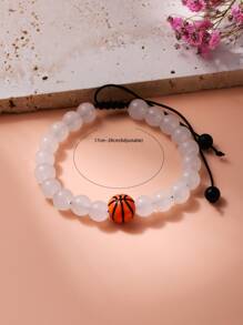Basketball Decor Beaded Bracelet - Multicolor - View 4