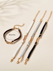 4入組鏈條裝飾手環 - 彩色 - 查看 3