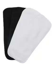 4入組嬰兒素色尿布襯墊 - 黑與白 - 查看 1