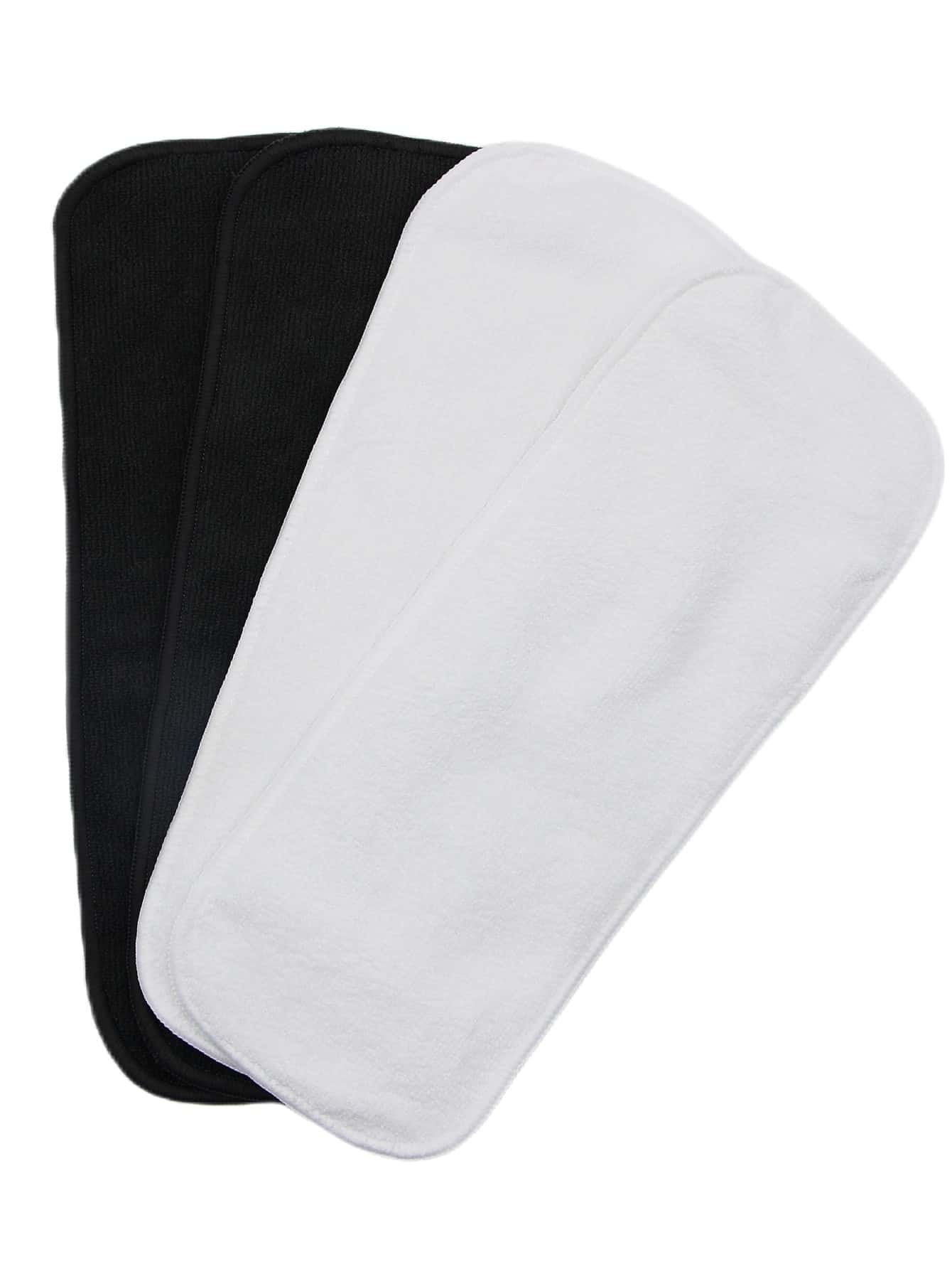 4入組嬰兒素色尿布襯墊 - 黑與白 - 查看 1