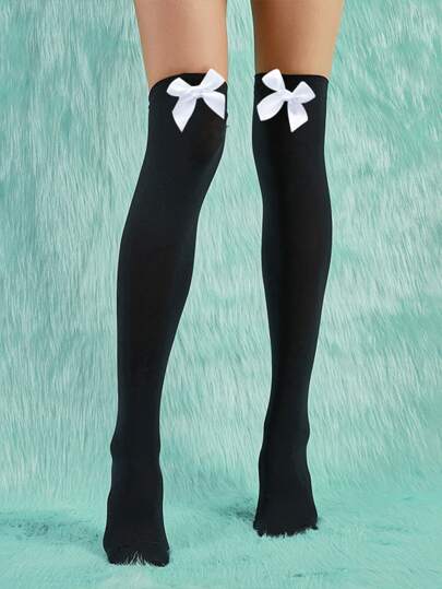 J-Fashion جوارب للركبة مزخرف بعقدة الفراشة