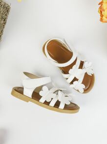 Girls Butterfly Decor Ankle Strap Sandals - White - View 3