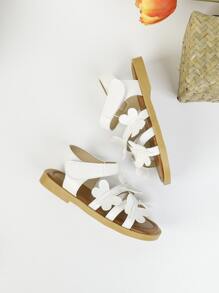 Girls Butterfly Decor Ankle Strap Sandals - White - View 4
