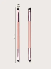 2入組雙頭眉唇刷、化妝刷、便攜式、旅行必備品 - 淺粉色 - 查看 3