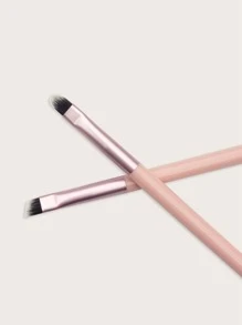 2入組雙頭眉唇刷、化妝刷、便攜式、旅行必備品 - 淺粉色 - 查看 4