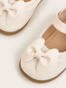 Girls Bow Decor Ankle Strap Flats