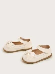 Girls Bow Decor Ankle Strap Flats