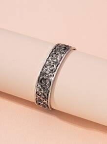 卷軸細節開口手鐲 - 復古銀色 - 查看 1