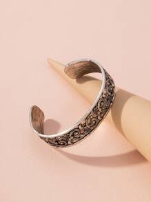 卷軸細節開口手鐲 - 復古銀色 - 查看 2