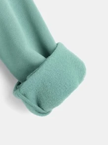 SHEIN Boys Letter Patched Thermal Hoodie & Joggers - Mint Green - View 6