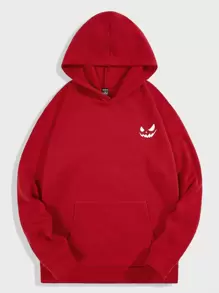 Manfinity 男士卡通圖案袋鼠口袋連帽衫