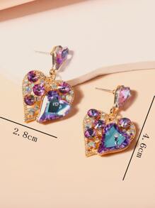 Bông tai trang trí trái tim bằng đá rhinestone - Nhiều màu - Xem 3