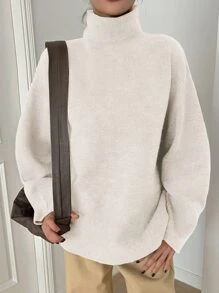 DAZY Turtleneck Drop Shoulder Jumper - Apricot - View 1