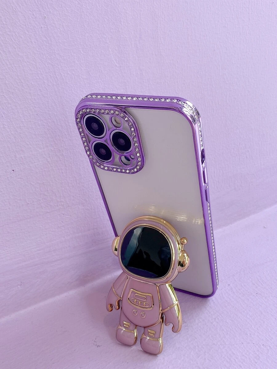 水鑽裝飾手機殼帶支架 - 紫色 - 查看 1