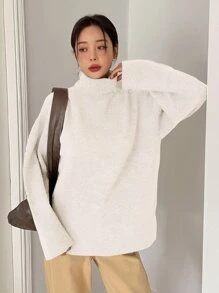 DAZY Turtleneck Drop Shoulder Jumper - Apricot - View 3