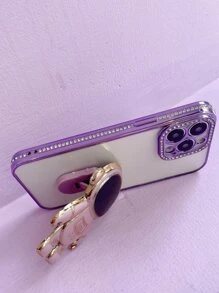 水鑽裝飾手機殼帶支架 - 紫色 - 查看 3