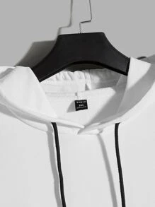 Manfinity VCAY Hombres Capucha con estampado de letra con cordón - Blanco - Ver 4