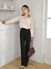 DAZY 條紋印花拼接領襯衫 - 彩色 - 查看 7