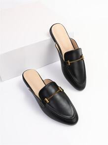 Mules planos con diseño metal - Negro - Ver 8