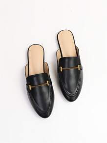 Mules planos con diseño metal - Negro - Ver 2